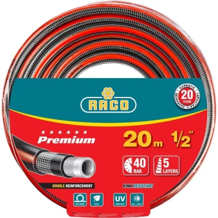 Шланг RACO &quot;PREMIUM&quot; поливочный, 40атм., армированный, 3-х слойный, 1/2&quot;х20м 40300-1/2-20 купить в Екатеринбурге