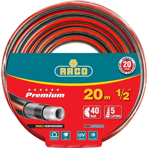 Шланг RACO "PREMIUM" поливочный, 40атм., армированный, 3-х слойный, 1/2"х20м 40300-1/2-20 купить в Екатеринбурге