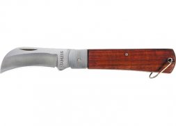Нож складной 200 мм загнутое лезвие деревянная ручка SPARTA