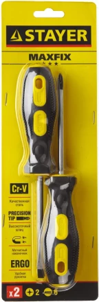 Набор STAYER &quot;MASTER&quot;: Отвертки слесарные, двухкомпонентная рукоятка, магнитный наконечник, 2 / 6мм - 100мм, 2шт 2513-H2_z01 купить в Екатеринбурге