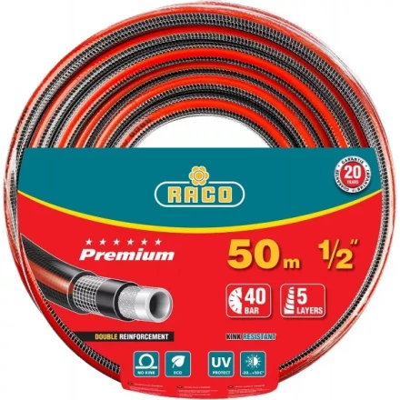 Шланг RACO &quot;PREMIUM&quot; поливочный, 40атм., армированный, 3-х слойный, 1/2&quot;х50м 40300-1/2-50 купить в Екатеринбурге