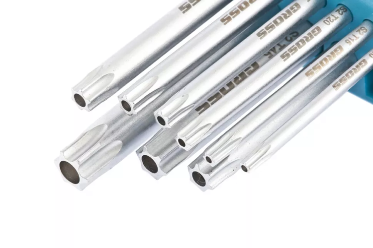 Набор ключей имбусовых TORX-TT T10-T50 удлиненные S2 сатинированные 9 шт Gross 16407 купить в Екатеринбурге