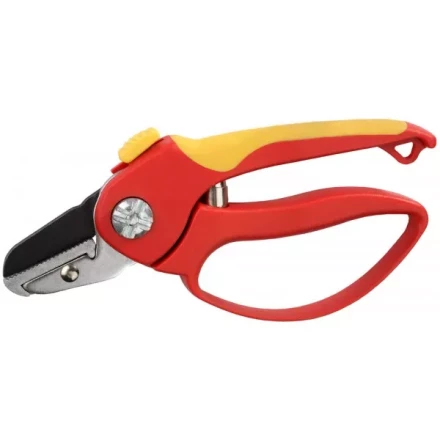 Секатор GRINDA двухкомпонентные ручки, обычный механизм, с эфесом, прямые лезвия с упорной наковальней, 205мм 8-423227_z01 купить в Екатеринбурге