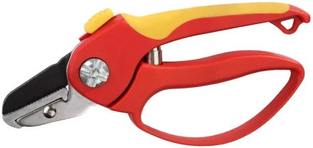 Секатор GRINDA двухкомпонентные ручки, обычный механизм, с эфесом, прямые лезвия с упорной наковальней, 205мм 8-423227_z01 купить в Екатеринбурге