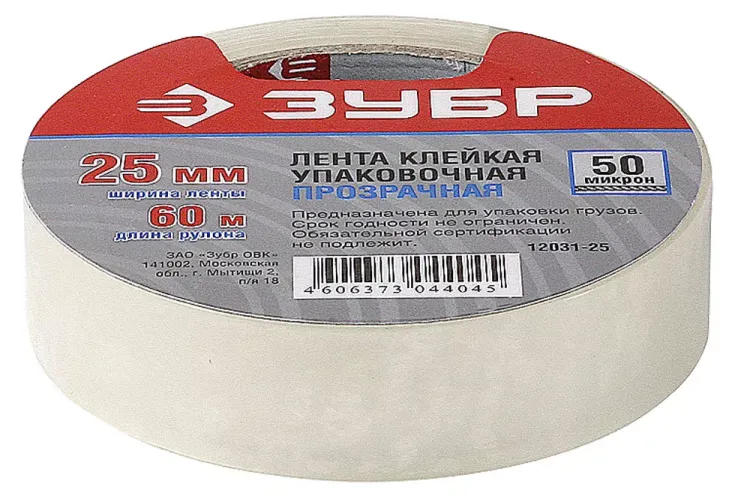 Клейкая лента ЗУБР "МАСТЕР", прозрачная, 25мм х 60м 12031-25 купить в Екатеринбурге