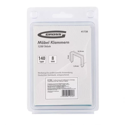 Скобы 8 мм для мебельного степлера усиленные тип 140 1250 шт GROSS 41738 купить в Екатеринбурге