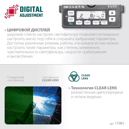 Маска сварщика с автоматическим светофильтром 11061 купить в Екатеринбурге