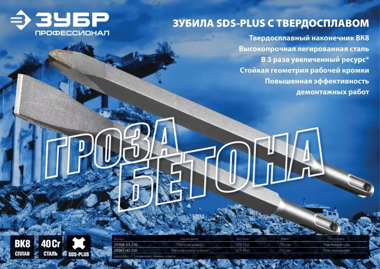 Зубила SDS-Plus ПОБЕДИТ серия ПРОФЕССИОНАЛ купить в Екатеринбурге