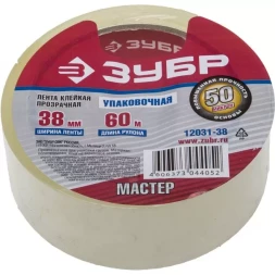 Клейкая лента ЗУБР &quot;МАСТЕР&quot;, прозрачная, 38мм х 60м 12031-38