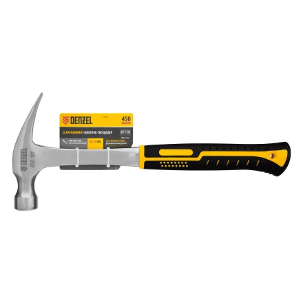 Молоток-гвоздодер 450 г Denzel, цельнометаллический, двухкомпонентная рукоятка, 10423 купить в Екатеринбурге