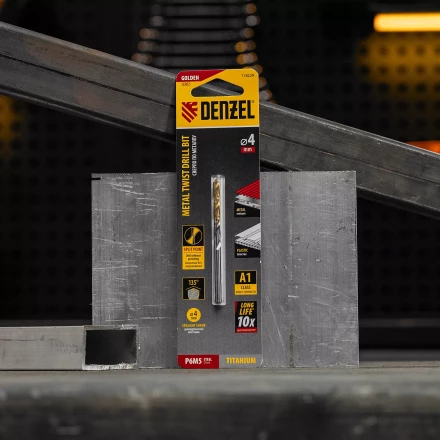 Сверло спиральное по металлу Denzel 4 x 75 мм, Р6М5, Golden Tip, 718229 купить в Екатеринбурге