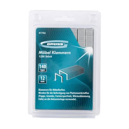 Скобы 12 мм для мебельного степлера усиленные тип 140 1250 шт GROSS 41742 купить в Екатеринбурге