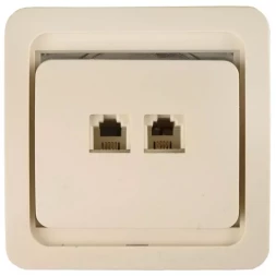 Розетка СВЕТОЗАР &quot;ГАММА&quot; телефонная двойная, цвет бежевый SV-54118-B