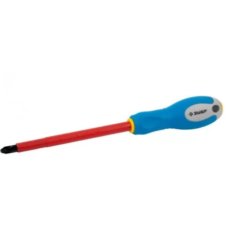 ЗУБР &quot;ПРОФИ ЭЛЕКТРИК&quot;. Отвертка Cr-V, трехкомпонент рукоятка, высоковольтная до ~1000В, PH №3, 150 мм 25262-3-150 купить в Екатеринбурге