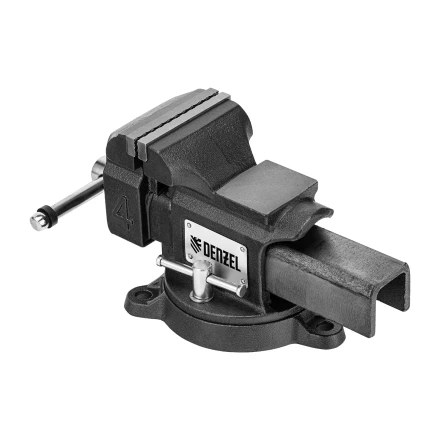 Тиски слесарные BVH-100, 100 мм, поворотные, стальная направляющая, с наковальней //Denzel 18683 купить в Екатеринбурге