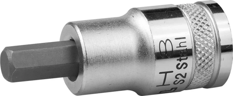 Торцовая бита-головка KRAFTOOL "INDUSTRIE QUALITAT", материал S2, HEX, сатинированная, 1/2", H8 27908-08_z01 купить в Екатеринбурге