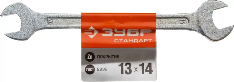 Ключ рожковый гаечный ЗУБР "СТАНДАРТ", оцинкованный, 13х14мм 27115-13-14 купить в Екатеринбурге