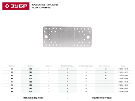 Крепежная пластина ЗУБР &quot;МАСТЕР&quot;, 140х55мм, 1шт 310236-140-55 купить в Екатеринбурге