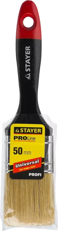 Кисть плоская STAYER "UNIVERSAL-PROFI", светлая натуральная щетина, деревянная ручка, 50мм 0104-050 купить в Екатеринбурге