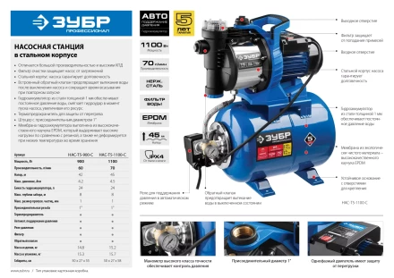 Насосная станция корпус из нержавеющей стали НАС-Т5-1100-С серия ПРОФЕССИОНАЛ купить в Екатеринбурге