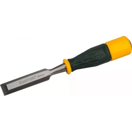 Стамеска KRAFTOOL &quot;EXPERT&quot; упрочненное полотно, ударочпрочная двухкомп ручка, стальной затыльник для ударных работ,20мм 1815-20_z01 купить в Екатеринбурге