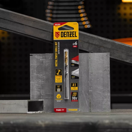 Сверло спиральное по металлу Denzel 6 x 93 мм, Р6М5, Golden Tip, 718235 купить в Екатеринбурге