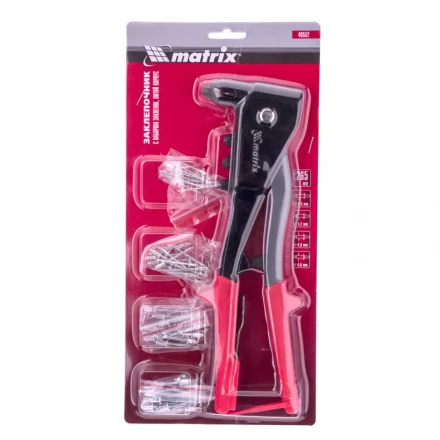 Заклепочник литой 260 мм с набором заклепок заклепки 2,4-3,2-4,0-4,8 мм Matrix 40552 купить в Екатеринбурге