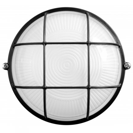 Светильник уличный СВЕТОЗАР влагозащищенный с решеткой, круг, цвет черный, 100Вт SV-57257-B купить в Екатеринбурге