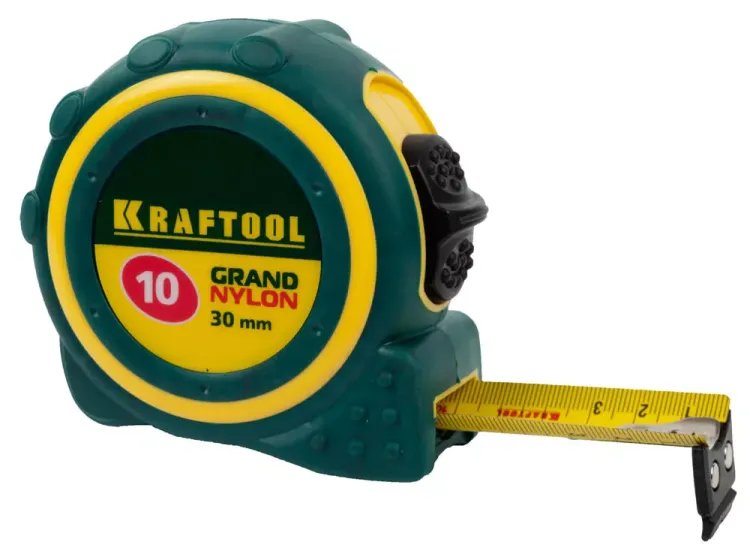 Рулетка KRAFTOOL "GRAND", двухкомпонентный корпус, двусторонняя шкала, нейлоновое покрытие, 10мх30мм 3412-10_z01 купить в Екатеринбурге