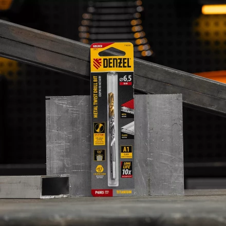 Сверло спиральное по металлу Denzel  6,5 x 100 мм, Р6М5, Golden Tip 718236 купить в Екатеринбурге