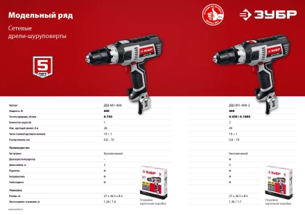 Дрель-шуруповерт сетевая ДШ-М1-400-2 серия МАСТЕР купить в Екатеринбурге