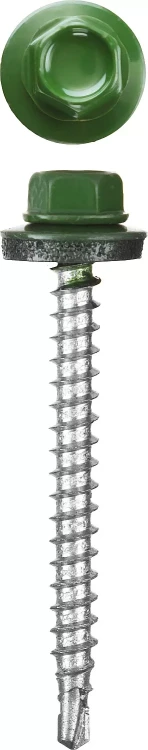 Саморезы СКМ кровельные, RAL 6002 зеленый лист, 25 x 5.5 мм, 1 800 шт, для металлических конструкций, STAYER 30300-55-025-6002 купить в Екатеринбурге