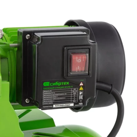 Насосная станция НС650-П, 650 Вт, напор 37 м, 3200 л/ч, ресивер 19 л Сибртех 97247 купить в Екатеринбурге