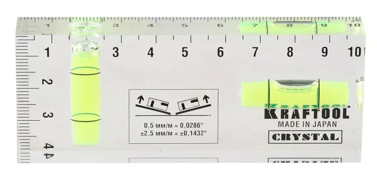 Уровень KRAFTOOL "PRO" "CRYSTAL" 2 ампулы, 40х100мм 1-34865-040 купить в Екатеринбурге