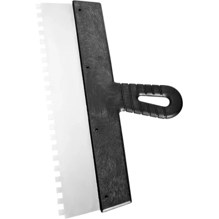 Шпатель из нержавеющей стали 350 мм зуб 10х10 мм пластмассовая ручка СИБРТЕХ 85507 купить в Екатеринбурге