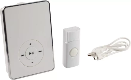 Звонок СВЕТОЗАР &quot;ЛЮБИМАЯ МЕЛОДИЯ&quot; электрический беспроводной 200м, 16 полиф. мелодий, запись мелодий, MP3 плеер, кнопка IP44, CR2032, 3AA 58075 купить в Екатеринбурге