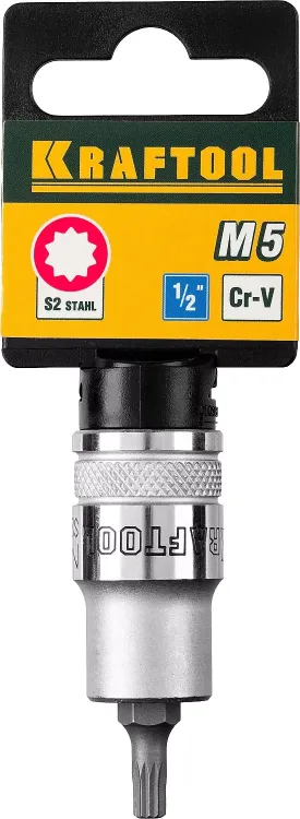 Торцовая бита-головка KRAFTOOL "INDUSTRIE QUALITAT", материал S2, SPLINE, сатинированная, 1/2", M5 27911-05_z01 купить в Екатеринбурге