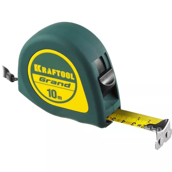 Рулетка KRAFTOOL GRAND, обрезиненный пластиковый корпус, 10м/25мм 34022-10-25 купить в Екатеринбурге