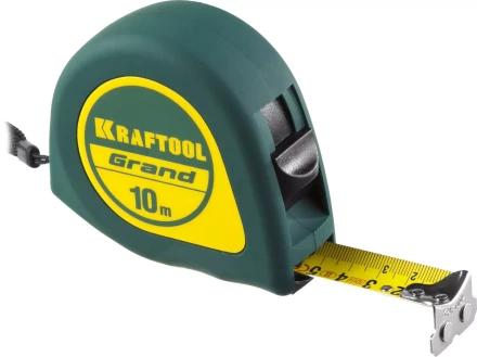 Рулетка KRAFTOOL GRAND, обрезиненный пластиковый корпус, 10м/25мм 34022-10-25 купить в Екатеринбурге