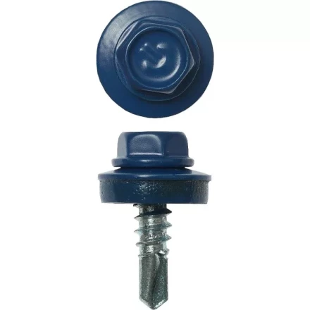 Саморезы ЗУБР &quot;ПРОФЕССИОНАЛ&quot; окраш., RAL 5005 синий насыщен., для крепл. кров. матер. к металл. констр., 5.5x19мм, 500шт 4-300315-55-019-5005 купить в Екатеринбурге