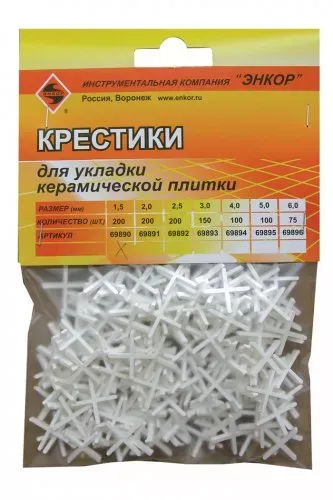 Крестики для кафеля 1,5 мм 200 штук блистер Энкор 69890 купить в Екатеринбурге