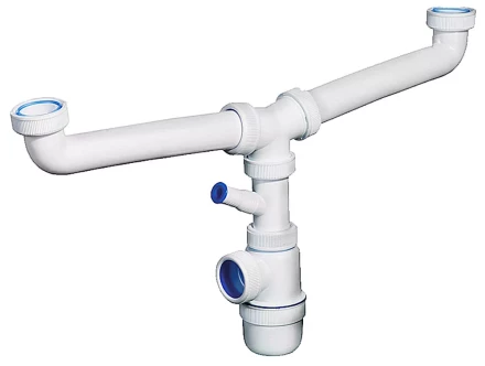 Сифон ЗУБР &quot;ЭКСПЕРТ&quot; колбовый для двухместной мойки с отводом для стиральной машины 51815-2 купить в Екатеринбурге