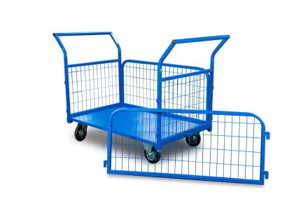 Тележка платформенная TOR ТП-3С (700х1200) с бортами из сетки и двумя ручками (колеса 160 мм) 1012415 купить в Екатеринбурге