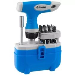 Набор ЗУБР &quot;ЭКСПЕРТ&quot; Отвертка реверсивная с пистолетной двухкомпонетной рукояткой; Cr-V биты, 20 предметов 25413-H20