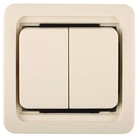 Выключатель СВЕТОЗАР &quot;ГАММА&quot; двухклавишный, без подсветки, цвет бежевый, 10А/~250В SV-54134-B купить в Екатеринбурге
