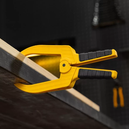 Струбцина клещеобразная Denzel, удлиненная 75 х 110 мм двухкомпонентные рукоятки, 20790 купить в Екатеринбурге