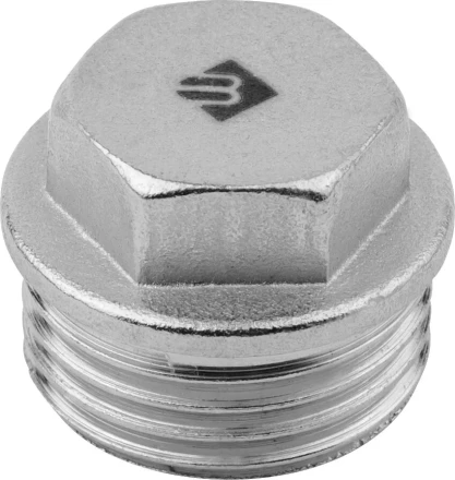 Заглушка ЗУБР &quot;ЭКСПЕРТ&quot;, никелированная латунь, 6-ти гранная головка, внутренняя резьба, 1/2&quot; 51297-1/2 купить в Екатеринбурге