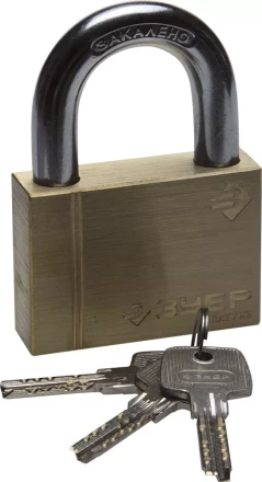 Замок ЗУБР &quot;ЭКСПЕРТ&quot; навесной, латунный корпус, классическая форма, закаленная дужка, 70мм 37299-70 купить в Екатеринбурге