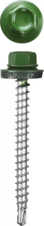 Саморезы СКМ кровельные, RAL 6002 зеленый лист, 25 x 5.5 мм, 420 шт, для металлических конструкций, STAYER 30305-55-025-6002 купить в Екатеринбурге