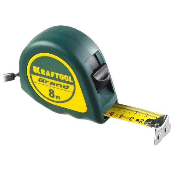 Рулетка KRAFTOOL GRAND, обрезиненный пластиковый корпус, 8м/25мм 34022-08-25 купить в Екатеринбурге